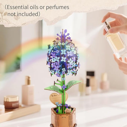 Welsky 3D Lilac Wooden Puzzles for Adults, DIY Wooden Flower Craft Kit, Artificial Flowers Model Kit to Assemble for Adults.(3.25 * 2.9 * 9.48 in 168PCS)