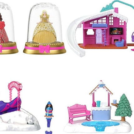 Barbie Mini BarbieLand Bundle Including 2 Holiday Dolls, 3 Snow Playsets, 3 Other 1.5-inch Dolls