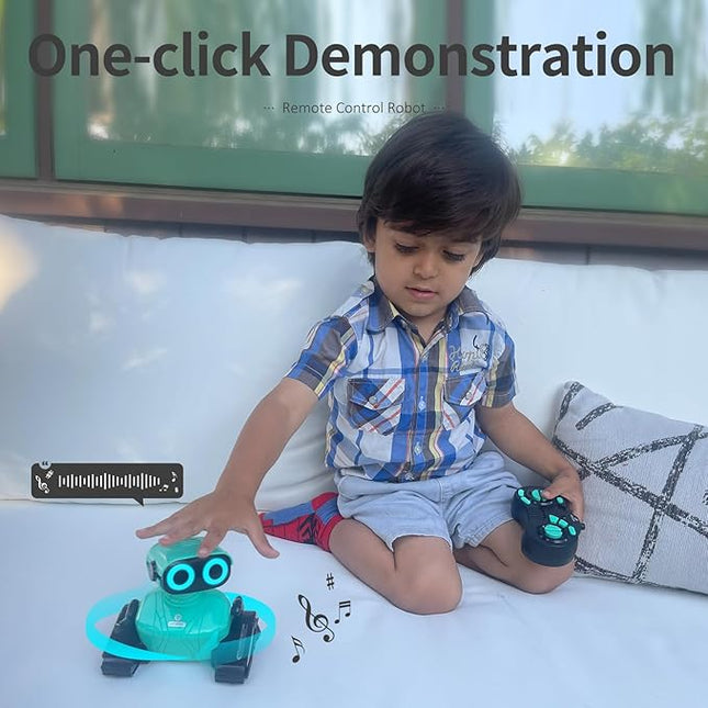 GILOBABY Remote Control Robot Toy for Kids 3-5 Years, Flashing LED Eyes, Dancing and Flexible Moves, Auto Demo Mode, Gift for Boys (Blue)