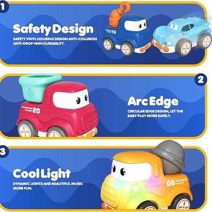 Remote Control Car for Toddlers 18M+,Safe & Durable Cartoon Silicone Crash-Resistant RC Car,Toys for 18M+ Years Old Yellow Cars with LED Light & Music,Christmas Birthday Gift Ideas for Kid Girls & Boy