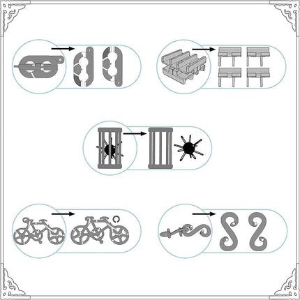 5 Pcs Metal Puzzles 3D Brain Teaser Puzzles for Adults Teens, Highly Difficult Metal Brain Puzzles, IQ Logic Test Disentanglement Game for Classroom Party Mind Challenge School Supplies (Cage Puzzle)