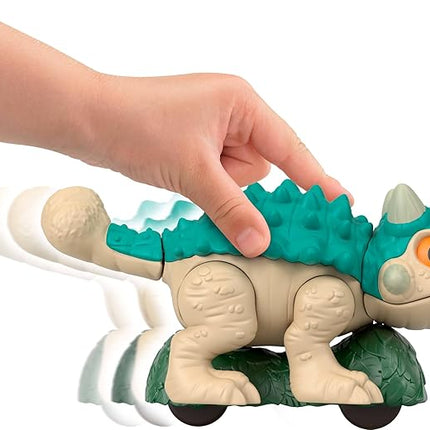Fisher-Price Imaginext Jurassic World Dinosaur, Ankylosaurus Push-Toy with Rolling Wheels & Wiggling Motion, 5.5 Inches Tall