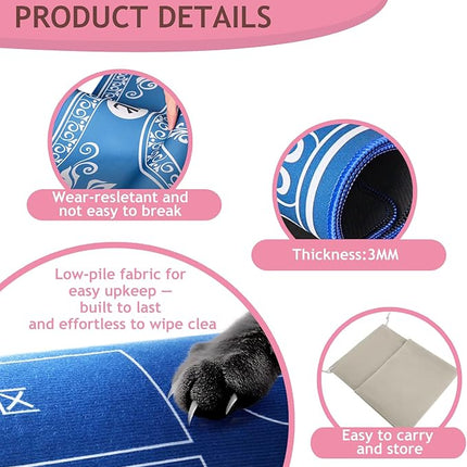 Mahjong Mat for Table - Non-Slip Foldable Felt Mat with Dice, Poker Chips & 4xRule Guides - Portable Mah Jongg Mat Playing for Chinese & American Mahjong/Poker/Board/Card Games/Dominoes