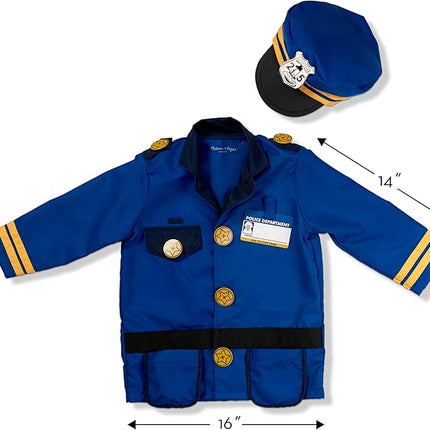 Melissa & Doug Police Officer Costume Dress-Up Set for Kids (8-Piece) – Pretend Play Uniform with Badge, Hat, Handcuffs & Accessories – Role Play Outfit for Toddlers & Children Ages 3+