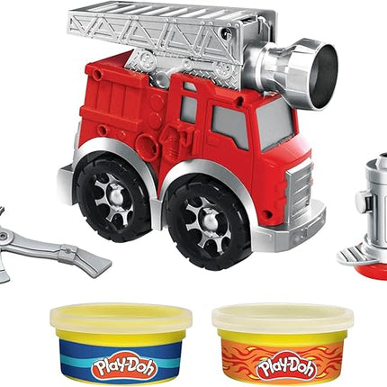 Play-Doh Wheels Fire Engine Playset with 2 Non-Toxic Modeling Compound Cans Including Water and Fire Colors, Firetruck Toy for Kids 3 and Up