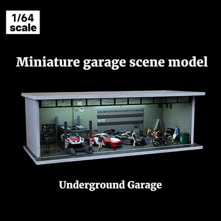 Display Case for Hot Wheels,Diorama 1/64 Scale Car Garage Model with LED Lights and Acrylic Cover, Stackable Car Parking Lot Model,Diecast Car Display Case (Underground Garage)