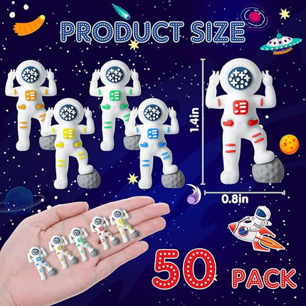 50 Pcs Mini Astronaut Figurines Astronaut Statue Space Toys for Space Cake Topper Kids Gift School Classroom Supplies Prize Piñata Goodie Bag Stuffer DIY Home Shelf Tabletop (Victory Pose)