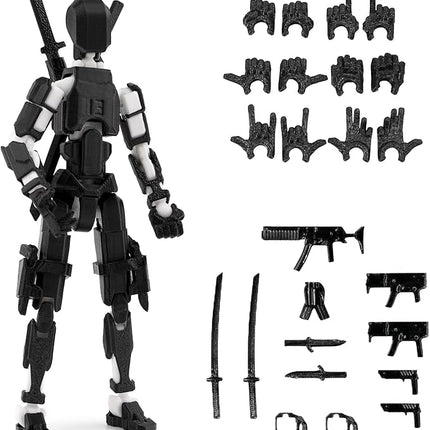 Pre-Assembly 3D Printed 5.54'' Dummy13 Action Figure, Multi-Jointed Tian13, Articulated T13 Desktop Decoration,12 in 1 Accessories, Best Birthday Festival Gift