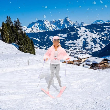 13 Pcs Doll Winter Clothes and Accessories - 3 Set Dolls Winter Coat Clothes, 2 Pairs of Shoes and 8 Pcs Skiing Accessories for 11.5 Inch Girl Doll Winter Playset