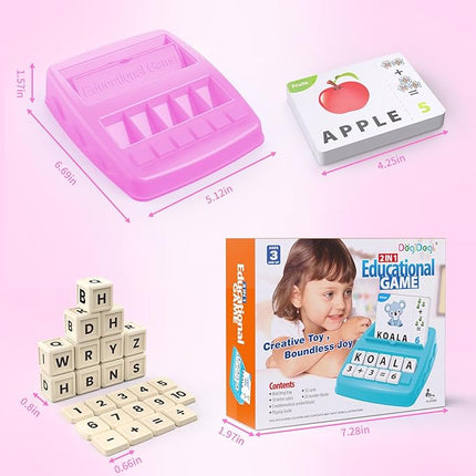 Educational Toys for Kids Ages 3-8, Matching Letter Spelling Game ABC Learning, Learning Toys for 4-7 Year Old Girls,Christmas Birthday Party Gifts for 3 4 5 6 7 8 Year Olds Girls Pink