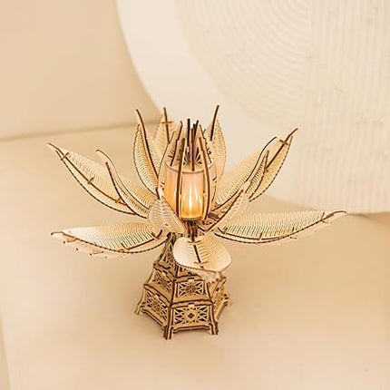 Wood Trick Fiery Bloom Luminous LED 3D Wooden Puzzles for Adults to Build - Interactive Mechanical Movement - Engineering DIY Project Mechanical 3D Puzzle Model Kits for Adults