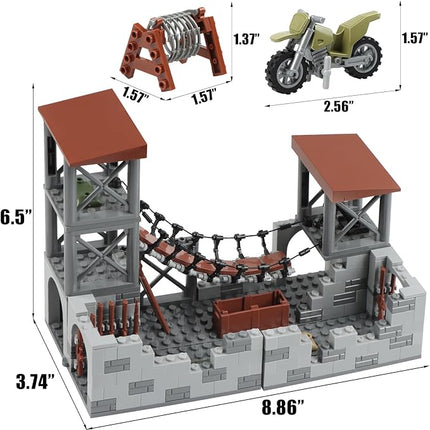 Finger Rock Military Series Small Suspension Building Set, WW2 Army Mini War Accessories Kits, DIY Defence Base Guard Tower Guns Army Supplies Block Toy for Kids 8-14