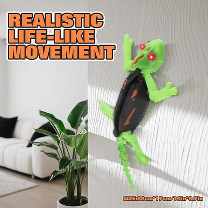 Remote Control Gecko Toy, Wall Climbing Toys with LED Lights, 360° Rotating Wheels, USB Rechargeable