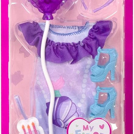 Barbie My First Barbie Clothes, Fashion Pack for 13.5-inch Preschool Dolls, Setwith Mermaid Birthday Accessories & Party Supplies