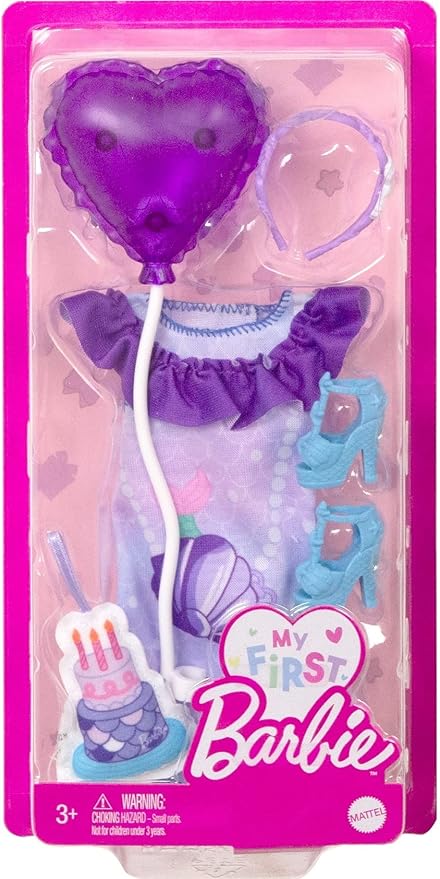 Barbie My First Barbie Clothes, Fashion Pack for 13.5-inch Preschool Dolls, Setwith Mermaid Birthday Accessories & Party Supplies