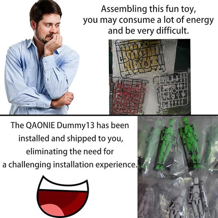 3D Printed 5.54-inch Multi-Jointed Action Figures Dummy13, Full Body Mechanical Movable Toy, Multiple Accessories, Hand Painted Figure, Desk Decoration, Creative Gifts (Transparent)