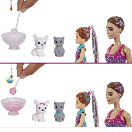 Barbie Color Reveal Surprise Party! Set with 50+ Surprises: 1 Doll, 1 Chelsea Doll, 2 Pets, 6 Color-Change Activations, Accessories & More, Dance Party-Themed Set, Gift for Kids 3 Years Old +