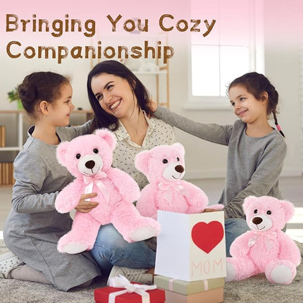 MaoGoLan 10Pcs Bulk Teddy Bears Stuffed Animals Baby Shower, Soft Small Stuffed Bears in Bulk, 13.5" Cuddly Mini Teddy Centerpiece,Wedding,Party,Engagement,Pink