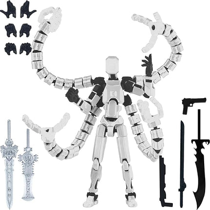Assembly Completed T13 Action Figure,T13 Action Figure Multi-Jointed Movable,Ultimate Desktop Decor for Lovers t-13 Movability 3D Printed Toys (White, 5.5in)