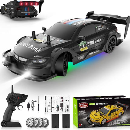 RC Drift Car 1:20 Scale Remote Control Cars 2.4GHz 4WD High Speed RTR Racing Vehicle with LED Lights 2 Rechargeable Batteries and Drifting Tires Racing Sport Toy Car for Adults Kids Boys Girls