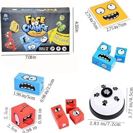 Wooden Face Changing Magic Cube Game, Expression Puzzle Building Blocks Pattern Matching Game, Educational Puzzles Toy Board Games for Kids and Adults with Bell