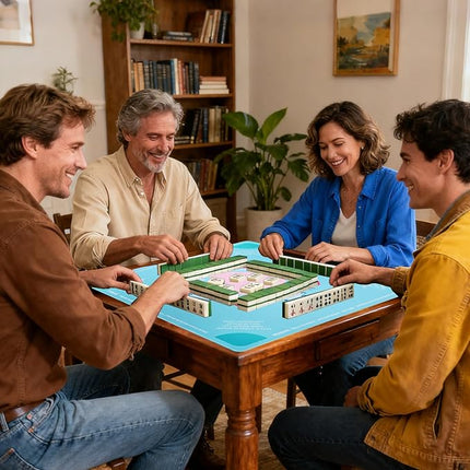 Mahjong Mat, No Creases Mahjong Mat for Table, 31.5x31.5 Inch Anti Slip Noise Reduction Mah jongg Mat, Mahjong Gifts with Carrying Bag, Mahjong Table Mat for Dominoes, Poker, Card, Board Games (Green)