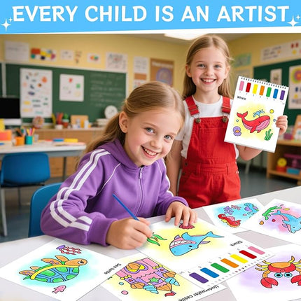 Paint with Water Coloring Books for Toddlers,Sea World Theme Mess Free Watercolor Painting Papers for Kids Water Color Paint Kit Art Craft Gift for Ages 1-3,4-8