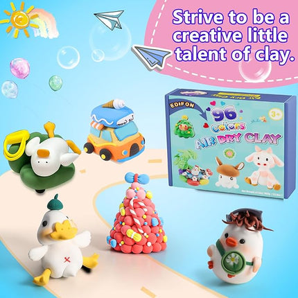 Air Dry Clay 96 Colors, Modeling Clay Kit, Model Magic Sculpting Set, Ultra Light & Soft, Safe Non-Toxic DIY Art and Crafts School Projects, Home Party Favors Toy for Boys & Girls Kids