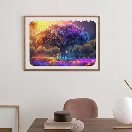 Wooden Puzzles for Adults 500 Piece - Tree of Life Jigsaw Puzzles Home Decor, Natural Puzzle Royal Unique Shape Adult Puzzles, Irregular Colorful Wooden Puzzle Creative Gift for Adults(18.3 x 12.6 IN)