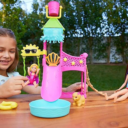 Barbie HKD80 First Jobs Skipper Set, Doll, Water Park with Functional Water Slide, Puppy Sprinkler and More Than 5 Accessories, Children's Toy from 3 Years