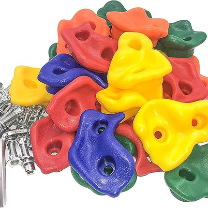KINSPORY 20pc Rock Wall Climbing Holds Kids & Prise Escalade Enfant, Colourful Pig Nose Shape Climbing Set with Two Blue Handles for Indoor Outdoor Playground PlaySet Building