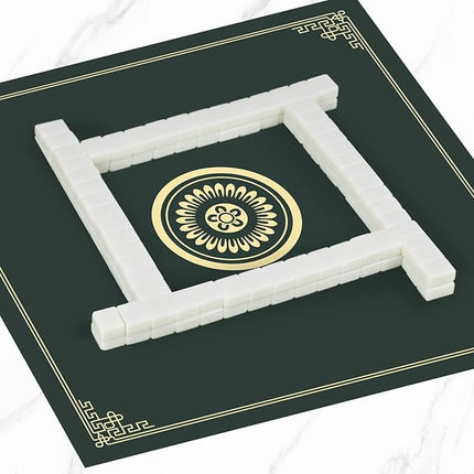 Mahjong Mat with Gray Carrying Bag - Anti Slip and Noise Reduction Gaming Mat for Mahjong, Poker, Board Games, Card Games, Dominoes(Green, 31.5"x31.5")