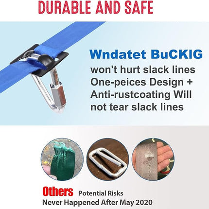 Ninja Warrior Obstacle Course for Kids,2×56ft Slackline Kit with 8 Ninja Accessories+Fast-Setup Buckles- Monkey Bar,Rope Ladder,Gymnastic Ring,Arm Trainer and Monkey Fist,Supports 880 lbs