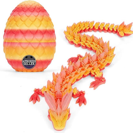 12 Inch 3D Printed Dragon - Mystery Surprise Egg with Flexible Articulated Dragon Inside, Cool Dragons Toys for Boys Kids Age 5-7