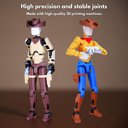 Cowboy t13 Action Figure｜2-Pack 5.4 inches｜Assembly Completed｜ 3D Printed Dummy 13 Action Figure for Collectors｜Lucky 13 Gift for Childrens