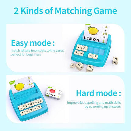Educational Toys Learning Games for Kids 3-8, Matching Letter Spelling Early Math Game for Preschool& Kindergarten Kids Boys and Girls Light Blue ，Christmas Birthday gift for 4 5 6 7 boys girls