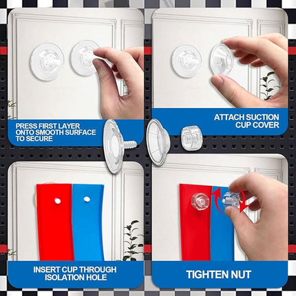 Flexible Race Track Toys for Kids, 15 Ft Double Lane Racetrack with 4 Cars & Suction Cups, Compatible with Hot Wheels & 1/64 Diecast Cars, Portable Roll Up Car Ramp Track Set for Ages 3+(Red & Blue)