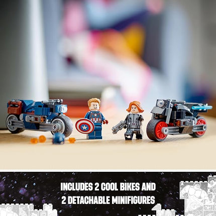 LEGO Marvel Black Widow & Captain America Motorcycles 76260 Buildable Marvel Toy for Kids Ages 6-8, Marvel Playset Based on the Avengers Age of Ultron Movie with a Captain America Bike & 2 Minifigures