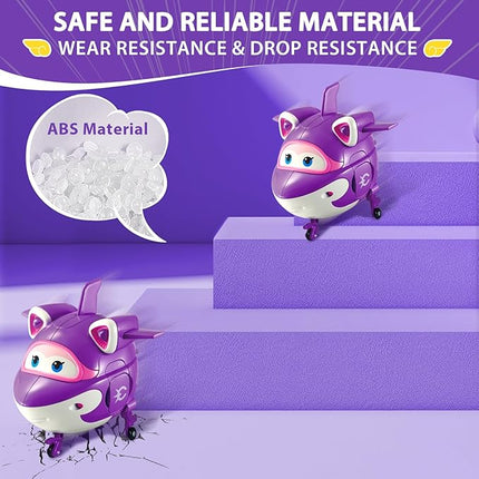 Super Wings Transformable Plane Toys, 5 Crystal Airplane Figures, 2 in 1 Rescue Bots Action Figures for 3-7 Year Olds