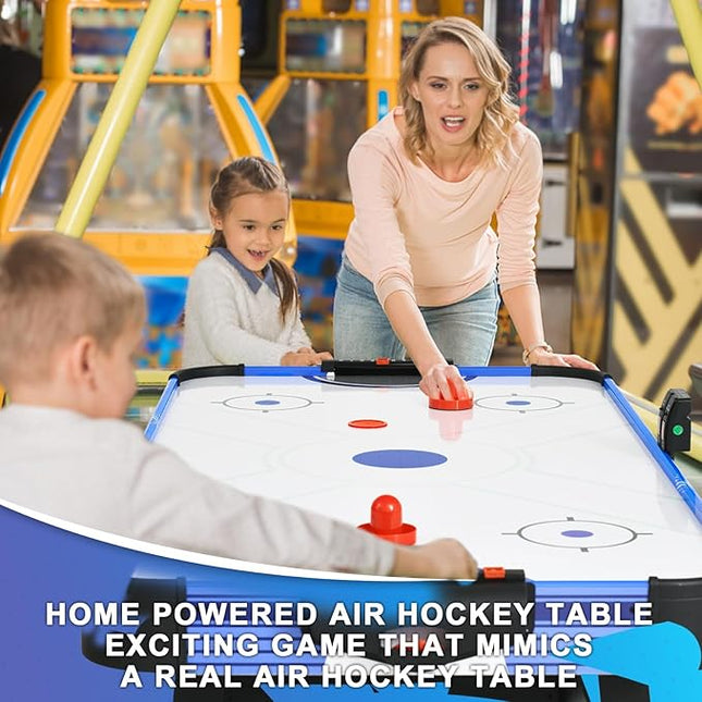 Air Hockey Table, Indoor Powered Air Hockey Game Table w/2 Pucks, 2 Pushers, Stronger Motor & Digital LED Scoreboard for Adults and Kids, Home Game Room, Easy Setup