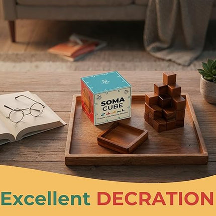 BSIRI Soma Puzzle Cube Wooden Toy Brain Teaser Desk Board Games Adults Master Block Christmas Mind Magic Kids Benders Wood Hand Cube Family Teens Boy Classic