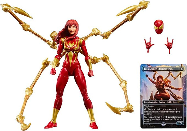 Spider-Man Marvel Legends Series Magic: The Gathering Mary Jane Watson (Iron Spider), 6-Inch Action Figure & Exclusive Foil Collectible Card Game Trading Card