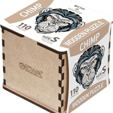 EWA Home Décor – Chimp (Chimpanzee) Small 110 Pieces – Wooden Jigsaw Puzzle for Adults – Perfect for Artistic Home Decoration and Mindful Relaxation