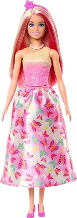 Barbie Royal Doll with Pink & Blonde Fantasy Hair, Colorful Accessories, Pink Ombre Bodice & Butterfly-Print Skirt