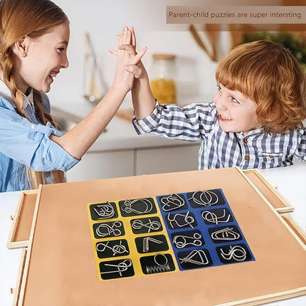 Metal Brain Teaser Puzzles, Set of 32 with Pouch, Steel IQ Games Physics Mind Metal Puzzles for Adults, Basket Stocking Stuffers for Boys Girls Adults Challenge Gifts