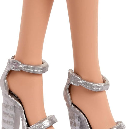 Barbie Mattel 80th Anniversary Ruby-Red Celebration Blonde Fashion Doll Wearing Red Dress with Silvery Shoes & Necklace, Collectible Toy