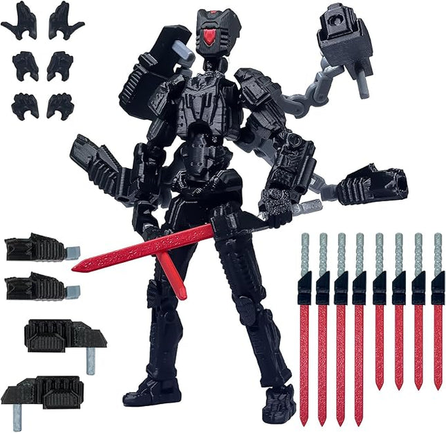Assembly Completed T13 Action Figure Set，T13 mision 13 figuras originales 3D Printed Toys Nova 13 Action Figures Desktop Decorations for Game Lovers Toy (Black, 5.5 Inch)