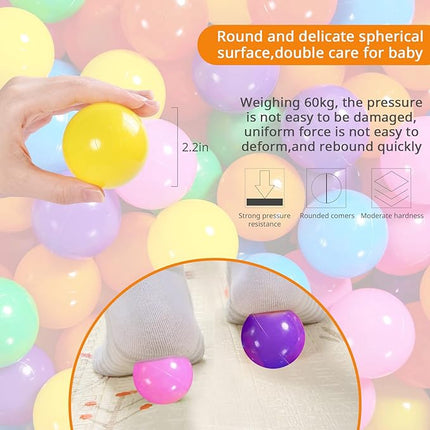 Ball Pit Balls Pack of 100 200 500 - Star and Round Set BPA Free Phthalate Free Non-Toxic Crush Proof Play Balls Soft Plastic Balls for Toddlers Baby Kids Birthday Pool Tent Party