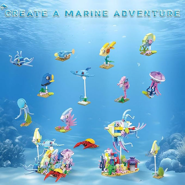 Party Favors for Gifts, 12 in 2 Creative Building Set Mini Sea World, Classroom Prizes Goodie Bag Fillers Stuffers, Birthday Halloween