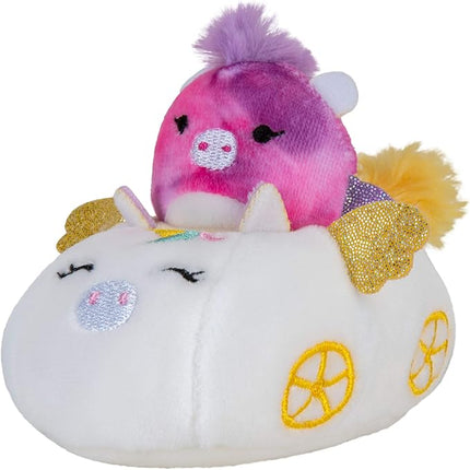 Squishville by Squishmallows Maribel in Plane & Willow in Carriage Two 2” Soft Mini-Squishmallow Butterfly and Tie-dye Pegasus Plush, Plush Carriage and Plane Vehicles Irresistibly Soft Colorful Plush